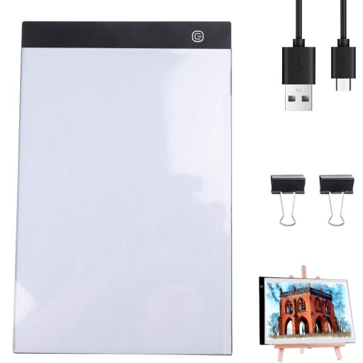 DESKA KREŚLARSKA LED USB PRZENOŚNA DO RYSOWANIA A4 3 POZIOMY JASNOŚCI