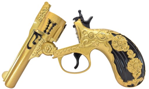 ZŁOTY PISTOLET NA KAPISZONY FULL Metal GŁOŚNY Rewolwer Hukowy SPŁONKA