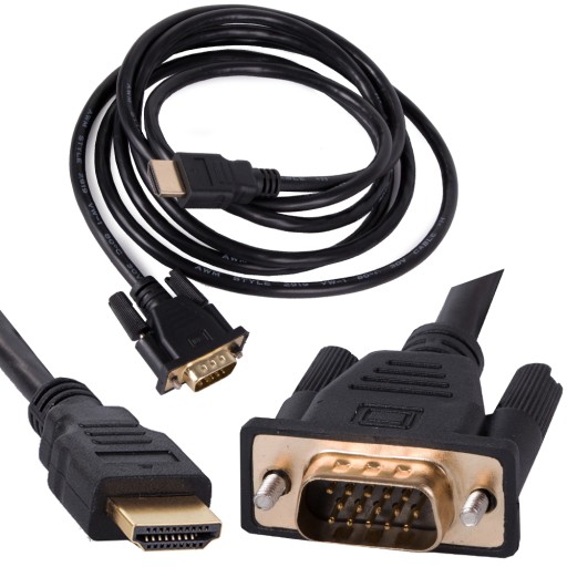 КАБЕЛЬ VGA–HDMI, ЗОЛОТЫЕ РАЗЪЕМЫ, 2 М, КАБЕЛЬ-АДАПТЕР D-SUB FULL HD