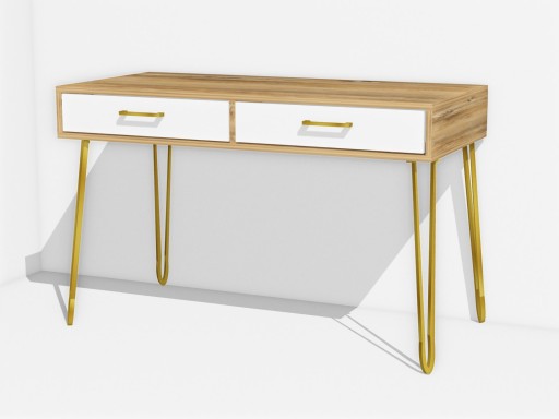 Деревянный письменный стол GLAMOUR, ретро, ​​белый, 120x60, ножки золотые