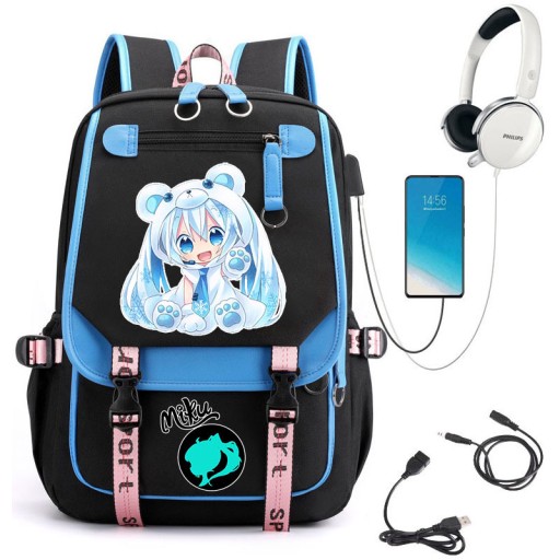 НОВЫЙ ШКОЛЬНЫЙ РЮКЗАК ШКОЛЬНЫЙ РЮКЗАК HATSUNE MIKU USB ВЫКРОЙКИ А4 БОЛЬШОЙ