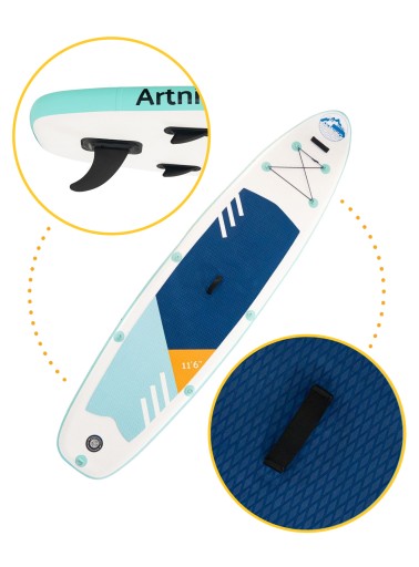 SUP BOARD Надувная доска для плавания 350 см КОМПЛЕКТ 12 в 1 Весла + Насос + Набор