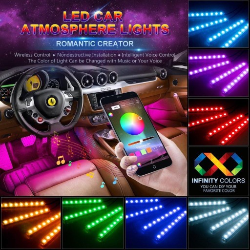 Автомобильные светодиодные ленты, RGB подсветка салона автомобиля, окружающее освещение Белая сигара