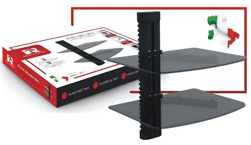 Dwie Półki Szklane TV PÓŁKA Ścienna RTV WISZĄCA Dekoder Konsola DVD 20 KG