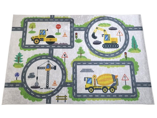 Dywan DIGITAL BUDOWA NEW 160x230 w ulice koparki koparka dźwig betoniarka