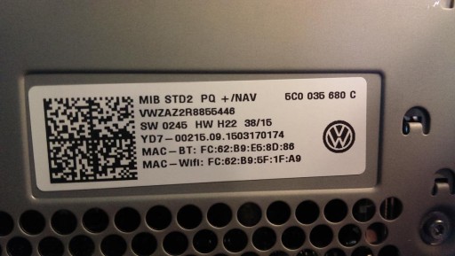 VW Discover Media MIB2 PQ Дигитайзер с сенсорным экраном
