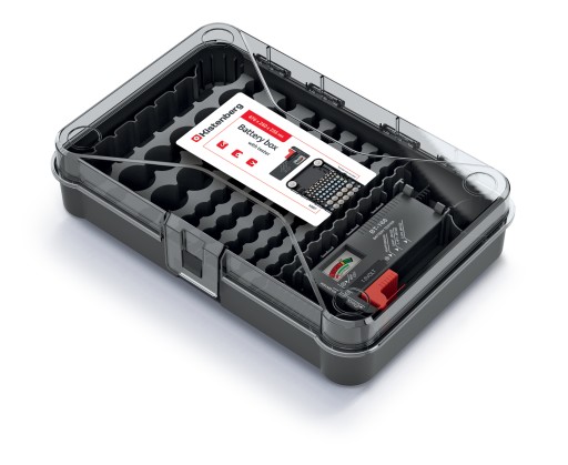 ORGANIZER NA BATERIE BATTERY BOX Z TESTEREM 85szt.