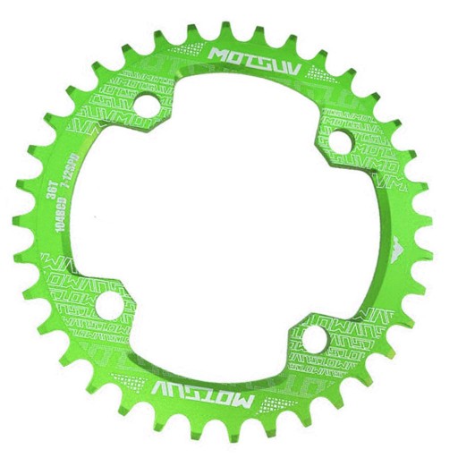 Rowerowa zębatka 104BCD wąska, szeroka, jednobiegowa, zielona 36T