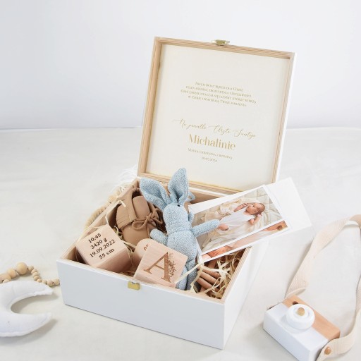 Pudełko Wspomnień Prezent na Chrzest Memory Box dziecko pamiątka GRAWER