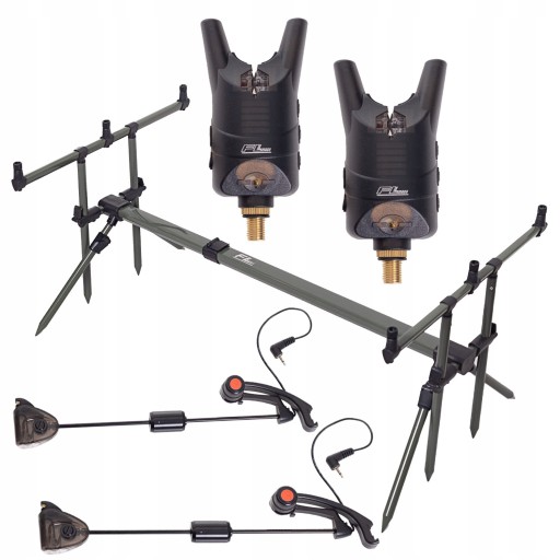 ZESTAW STOJAK NA 3 WĘDKI + 2X SYGNALIZATOR BRAŃ FEEDER LED+ 2X SWINGER LED