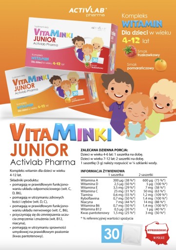 VitaMinki JUNIOR витамины для детей апельсиновые (вибовит) ACTIVLAB 30 пакетиков