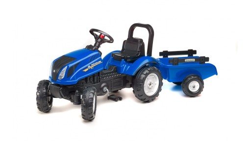 Большой педальный трактор FALK New Holland с прицепами