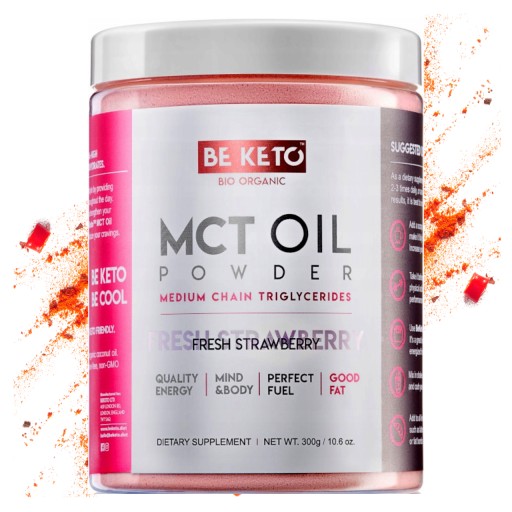 OLEJ MCT W PROSZKU Z KOKOSA ODCHUDZANIE Be Keto Świeża Truskawka 300g