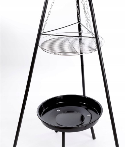 GRILL OGRODOWY WISZĄCY PALENISKO TRÓJNÓG DUŻY 50CM RUSZT OGNISKO WĘGLOWY