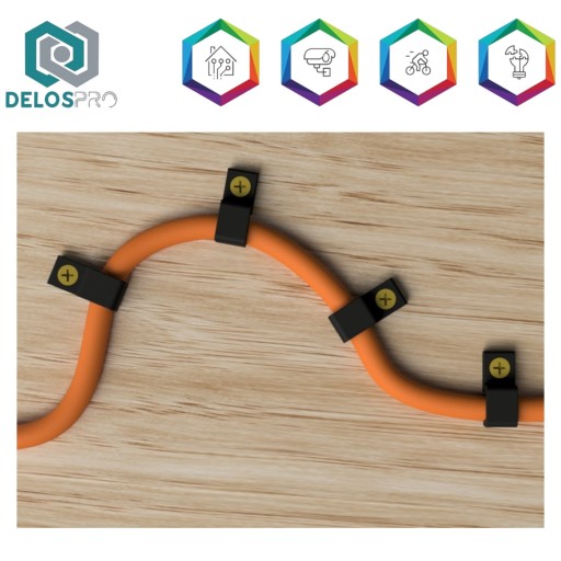 DELOSPRO 50x КАБЕЛЬНЫЙ ДЕРЖАТЕЛЬ 6 ММ ЧЕРНЫЙ, ПЛОСКИЙ, УСТОЙЧИВЫЙ ДЛЯ МОНТАЖА С ВИНТОМ