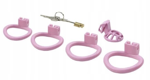 RÓŻOWY PAS CNOTY CHASTITY 4 RINGI NEGATIVE MICRO CAGE