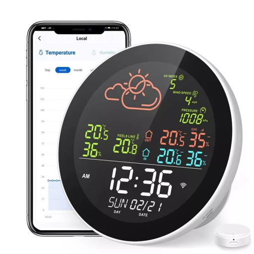 МЕТЕОЛОГИЧЕСКАЯ СТАНЦИЯ Tuya Wi-Fi с 3 ДАТЧИКАМИ