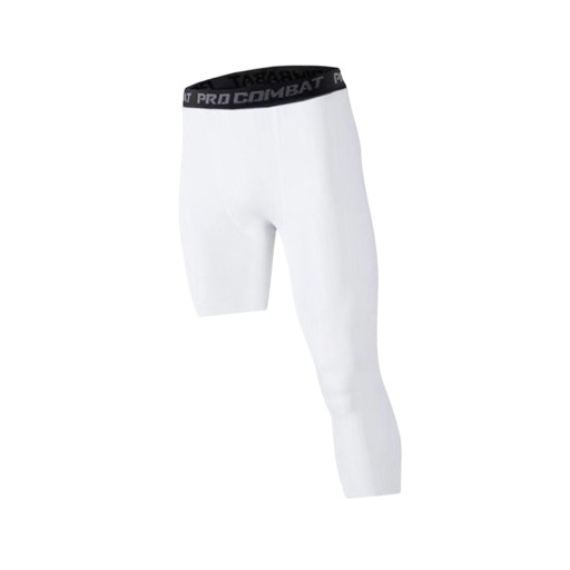 Męskie spodnie kompresyjne 3/4 Legginsy treningowe dla S, białe, długie