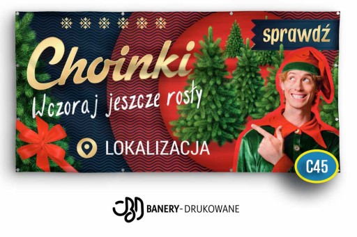Baner Reklamowy Choinki 2x1m - Projekt Gratis Reklama choinek sprzedaż C44