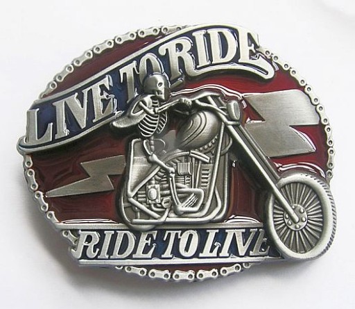LIVE to RIDE.. пряжка-чоппер, застежка старое серебро