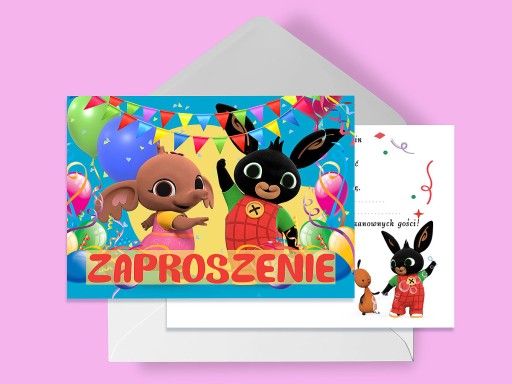 ZAPROSZENIE BING NA URODZINY DZIECKA + KOPERTA GRATIS
