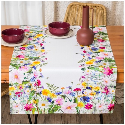 Bieżnik na stół 40x85 cm kwiaty wiosna lato dekoracyjny obrus kolorowy
