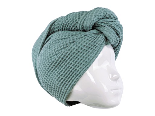 Ręcznik na głowę turban do suszenia włosów bawełna zielony