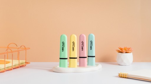 BIC HIGHLIGHTER FLAT — школьный и офисный набор маркеров, неоновые и пастельные цвета, 8 шт.