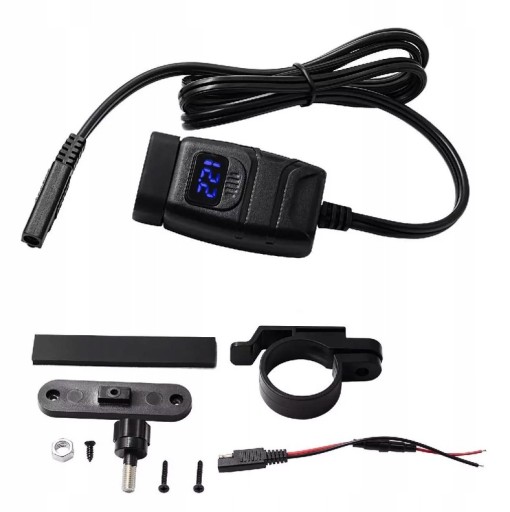 ЗАРЯДНОЕ УСТРОЙСТВО ДЛЯ МОТОЦИКЛА ВОЛЬТМЕТР USB + USB-C тип C QC 3.0