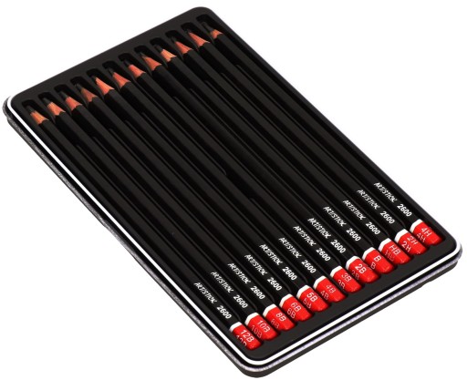 SKETCHBOOK B5 ARTISTICK КАРАНДАШИ 4H-B12 УГОЛЬНЫЙ ЛАСТИК