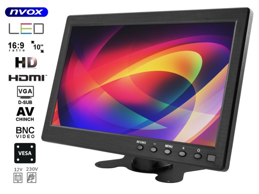 Светодиодный монитор NVOX 10 дюймов HDMI VGA USB AV 12 В 230 В
