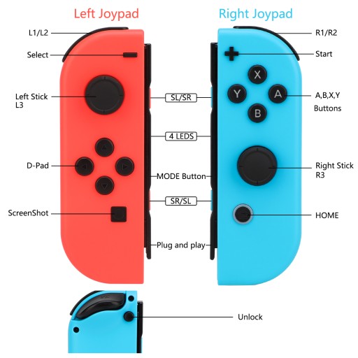 2er set For Joy-con Wireless Game Controller for Nintendo Switch/OLED/Lite