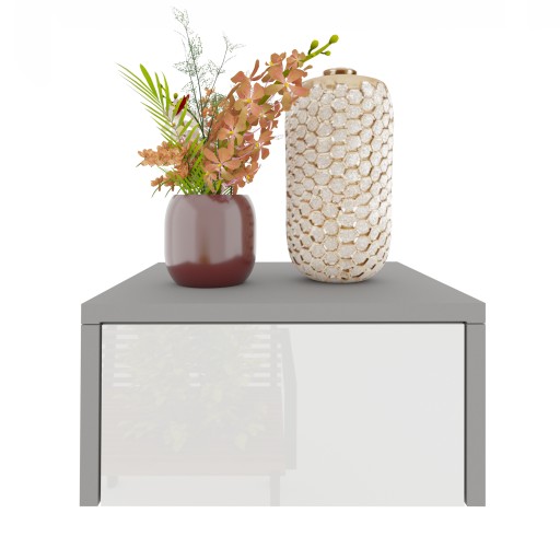 WISZĄCA szafka nocna ścienna SZARA SZARY + FRONT BIAŁY POŁYSK VANESSA 30 cm