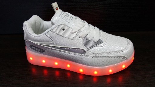 BUTY LED Adidasy Sportowe ŚWIECĄCE BIAŁE USB 37