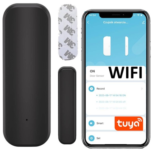 Датчик открытия дверей и окон WIFI TUYA SMART BLACK геркон на батарейках