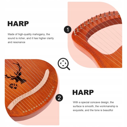 1PC 12 strunowe liry Mahoń Instrument harfa