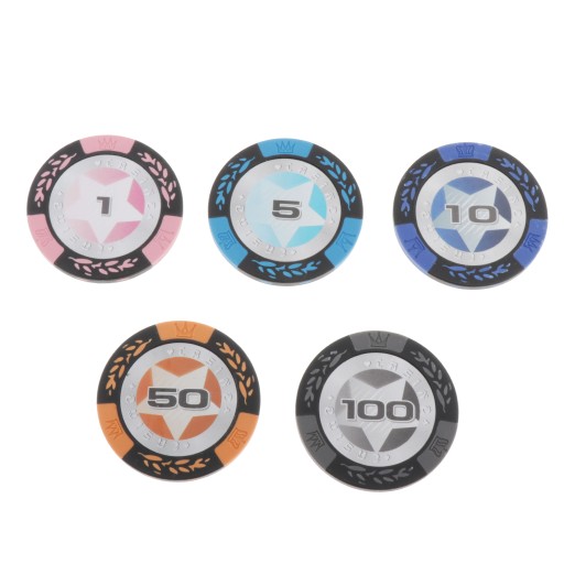 100 szt. Żetonów Żetony do pokera Dostawa kasyna Gra Token Chip 4cm 1 5 10 50 100