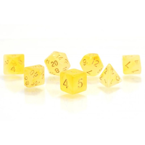 ŁASKA BOGA SŁOŃCA ZESTAW 7 PRZEZROCZYSTYCH KOŚCI RPG