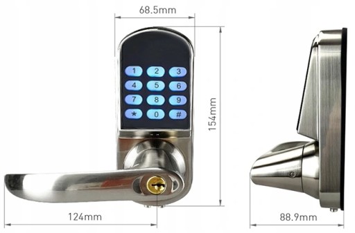 Кодовая и ключевая ручка, сталь - Bluetooth, WiFi, TTLock, Интернет
