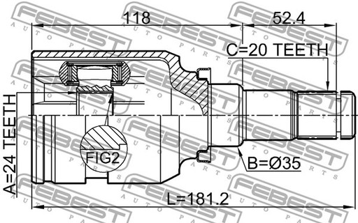 ВНУТРЕННИЙ ПРИВОДНОЙ ШРУС ЛЕВЫЙ ПЕРЕДНИЙ для TOYOTA YARIS 1.4