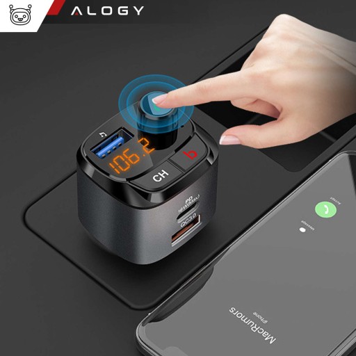 TRANSMITER FM BLUETOOTH ŁADOWARKA QC USB +USB-C PD