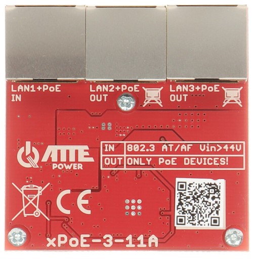 Коммутатор POE Atte xPOE-3-11A, 3-портовый удлинитель