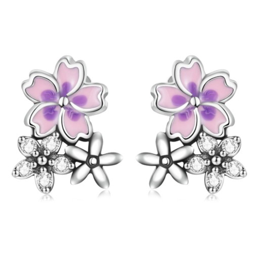 Серебряные серьги ОЧАРОВАТЕЛЬНЫЕ РОЗОВЫЕ ЦВЕТЫ S925