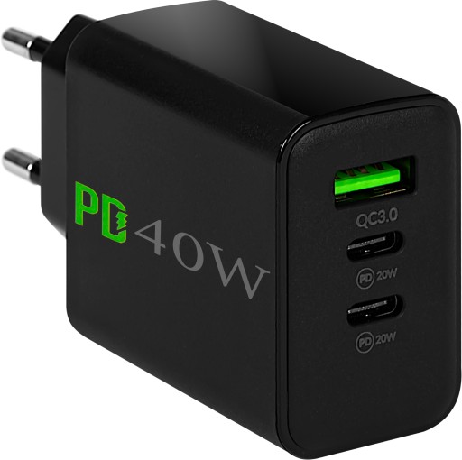 2x USB-C/USB-A QC 3.0 PD 40 Вт зарядное устройство