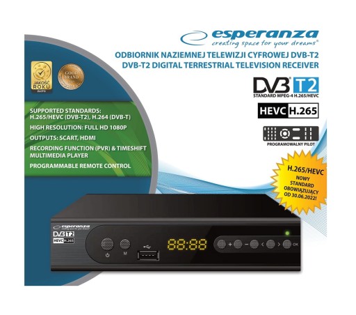 HD DVB-T2 HDMI H.265 HEVC декодер цифрового ТВ-тюнер