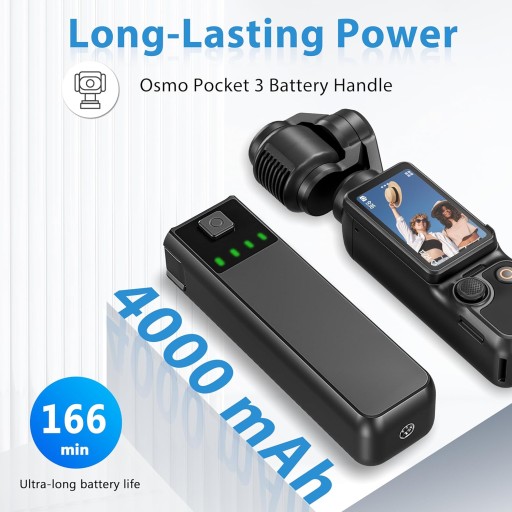 ДЕРЖАТЕЛЬ АККУМУЛЯТОРА ДЛЯ ЗАРЯДНЫХ УСТРОЙСТВ DJI POCKET 3 4000МАЧ, 22,5ВТ, БЫСТРАЯ ЗАРЯДКА