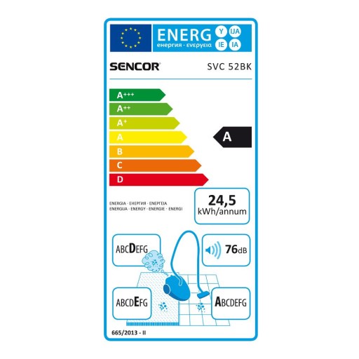 Sencor SVC 52 BK-EUE3 мешок-пылесос 700 Вт Антиаллергенный тихий