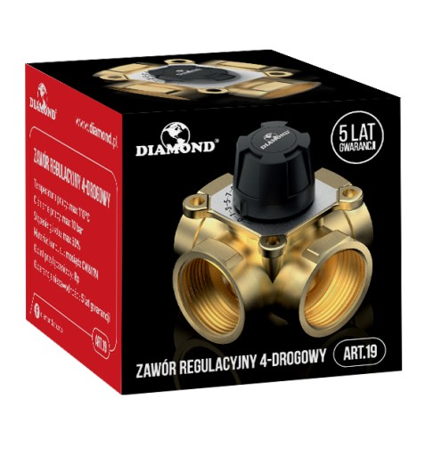Zawór Mieszający 3/4 DN20 CZTERODROGOWY Czterodrożny Podłogówki Ogrzewan D2