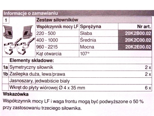 BLUM, привод AVENTOS HK-S Tip ON 20K2E01T, с мощной пружиной, 960-2215, 1 шт.