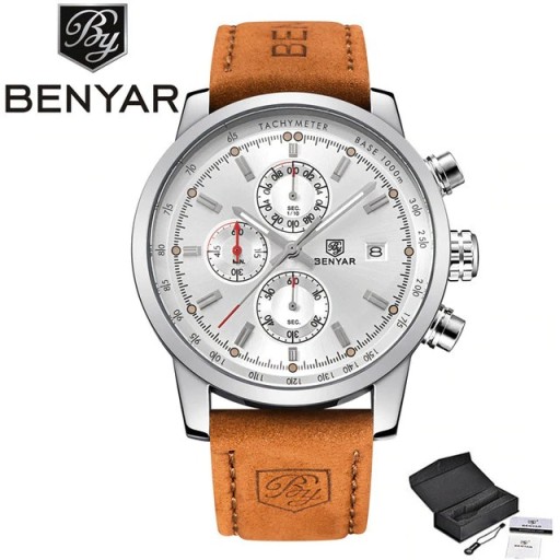 МУЖСКИЕ ЧАСЫ-ХРОНОГРАФ BENYAR CLASSIC + КОРОБКА